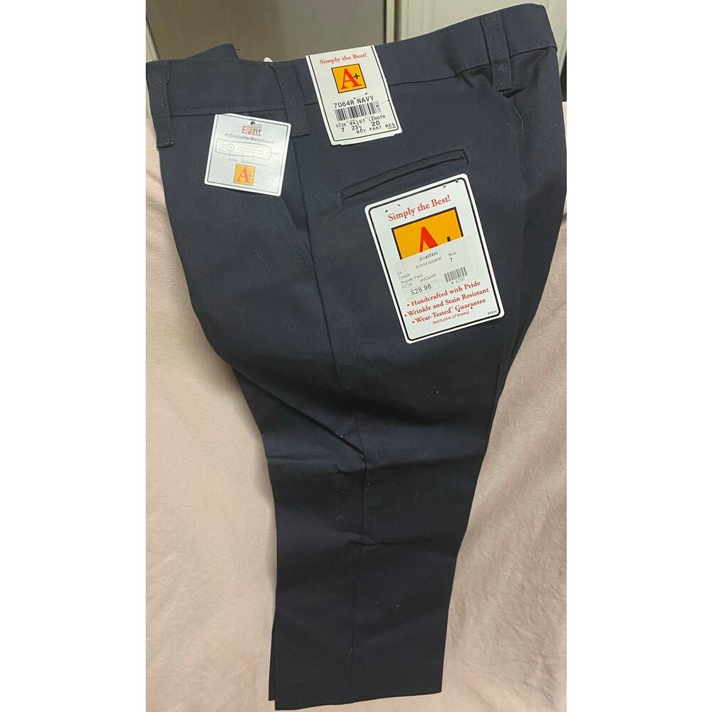 NWT A+ Navy Boys School Uniform Pants Size 7